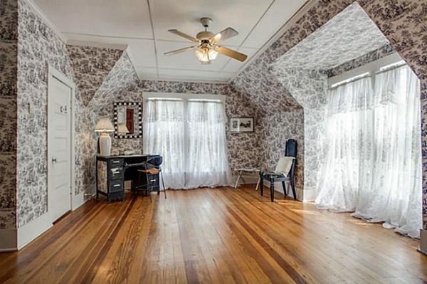 Toile covered attic bedroom. 519 Hunt Street, Mckinney, Texas