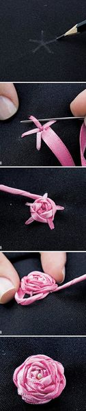 Ribbon rose accent or trim.