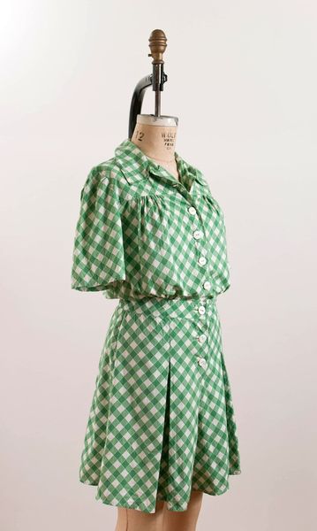 1940s checked gingham playsuit