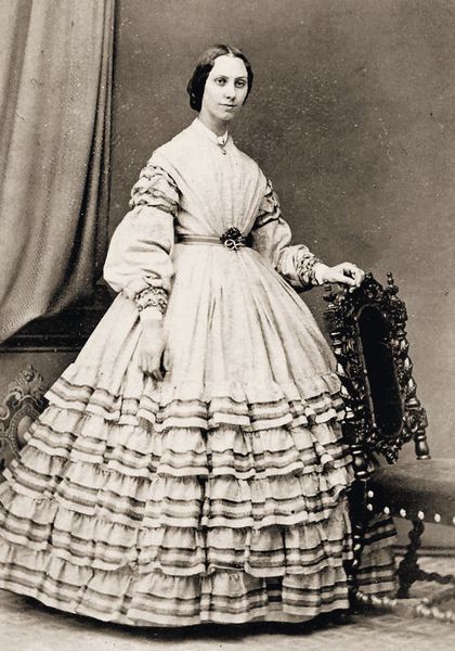 1860s ruffled dress