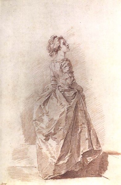 Drawing of a Young Woman, by Fragonard, c 1770s-80s. Love how Fragonard captures the crisp folds an…