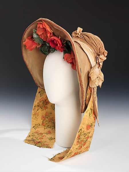 Wedding bonnet, 1837. American.