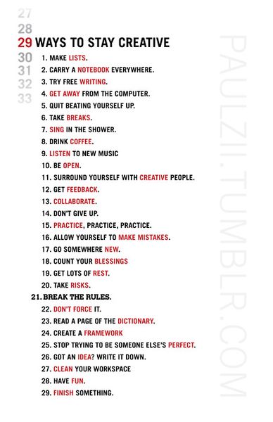 29 Ways to Stay Creative