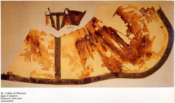 Color picture of the skirt remnants of Eleonora of Toledo's burial gown. From: http://karen.htmlcre…