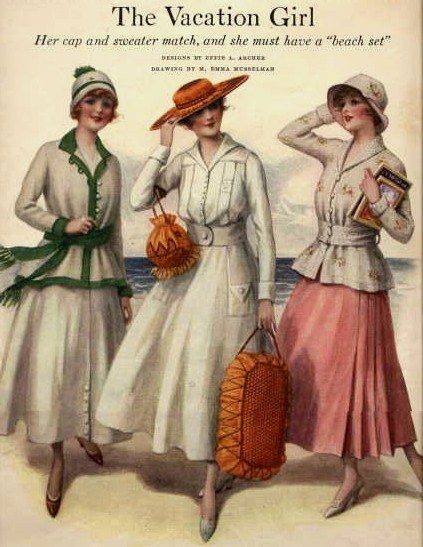 The (Edwardian) Vacation Girl: Her cap and sweater match, and she must have a "beach set". #vintage…