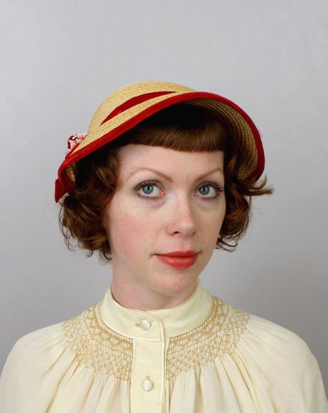 vintage 1940s hat / straw bonnet / red velvet trim / weekend picnic. $46.00, via Etsy.