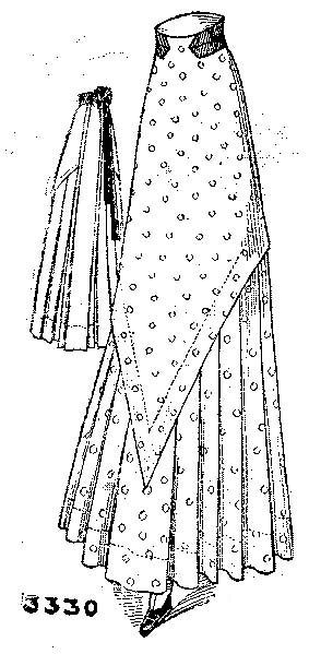 Skirt with side-plaited flounce and overskirt, Pictorial Review- 1909