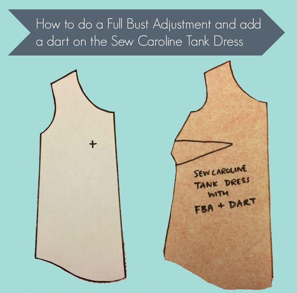 How to do a full bust adjustment and add a dart on the Sew Caroline Tank Dress