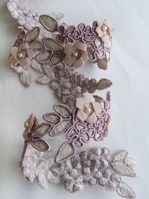 Embellished Trim:  Vintage Orchid-Ice 1" Trim w/Pearls