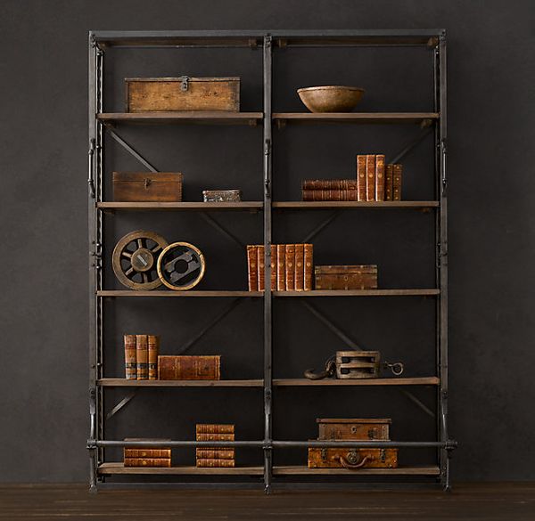 Industrial shelving with awesome accessories.