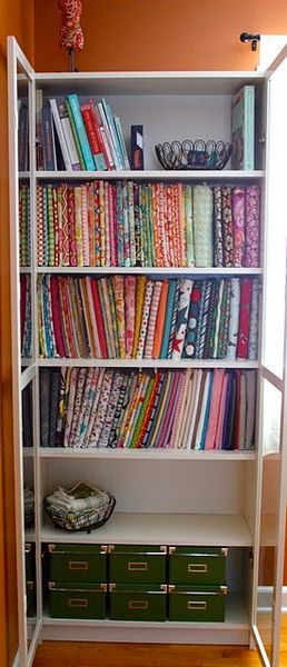 Great way to organize fabric - description on how to make mini fabric bolts.