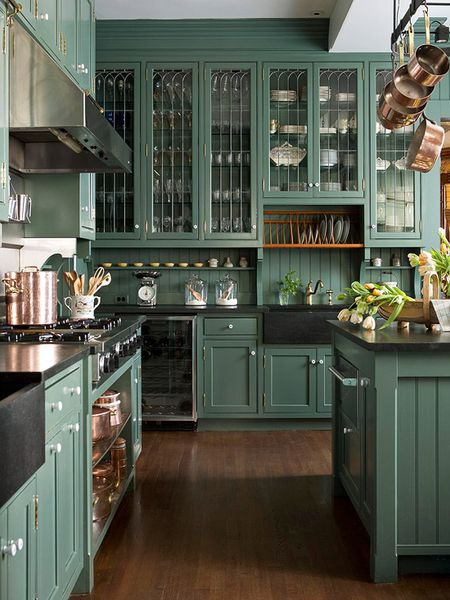 Green Kitchen Cabinets