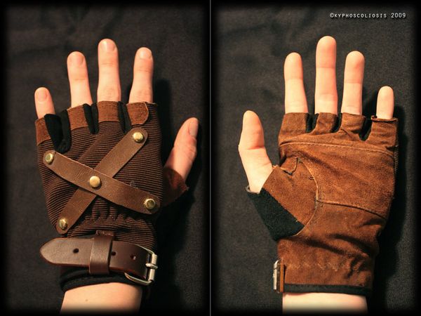 Steampunk Sky Pirate Gloves by *kyphoscoliosis on deviantART (Easy DIY using Dollar Store gardening…