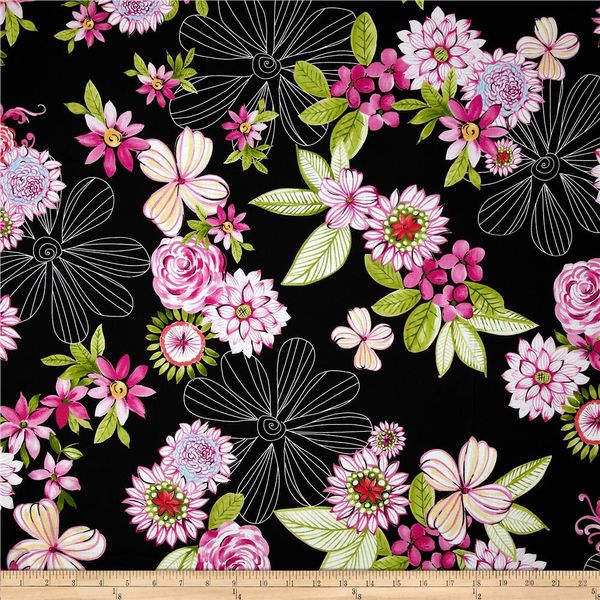 Michael Miller Delightful Garden Beauty Noir