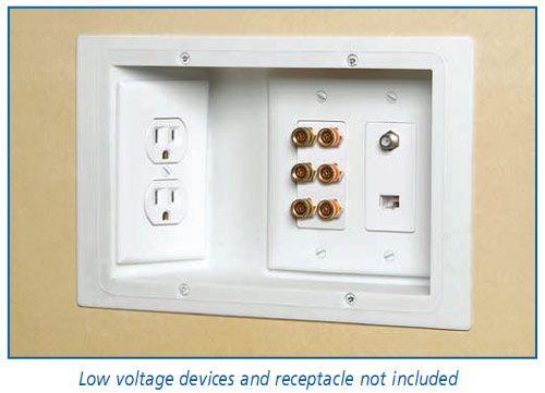 use recessed outlets so the furniture can fit flat against the wall