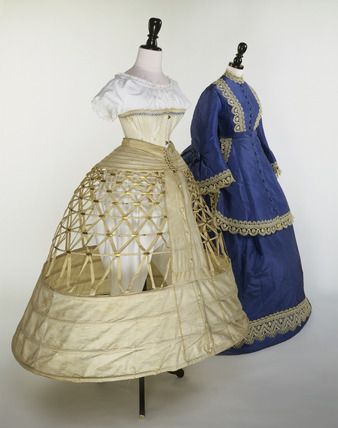 Wedding Ensemble: circa 1861-1870, watered silk trimmed with lace (dress), ribbed cotton, glaze fin…