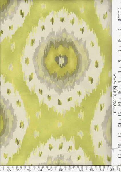 $19.98 PER YARD GREEN IKIAT , lewis and sheron, lsfabrics GreenIkatStyleAlhambraColor Citrus Item I…