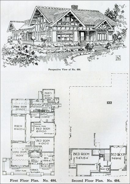 1910 - Two-story Tudor Revival House Plan - Henry Wilson - The Bungalow Book