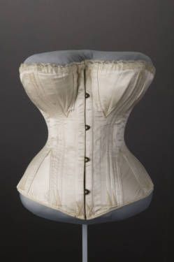 Wedding corset, 1874. Silk satin, lace. Maker unknown.