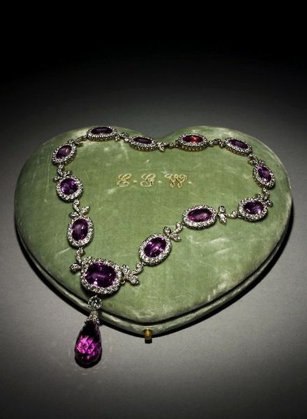 Tiffany & Co. amethyst and diamond necklace, circa 1885-1895 via The Cleveland Museum of Natural Hi…