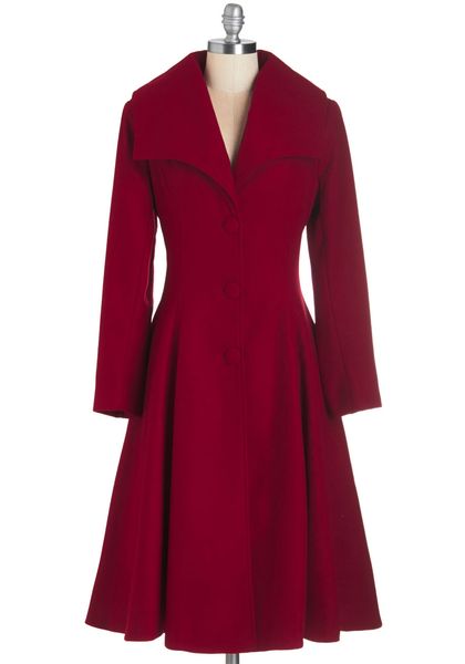 Intrigue All About it Coat in Crimson | Mod Retro Vintage Coats | ModCloth.com