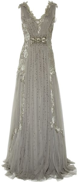 Alberta Ferretti  Embroidered Tulle Gown