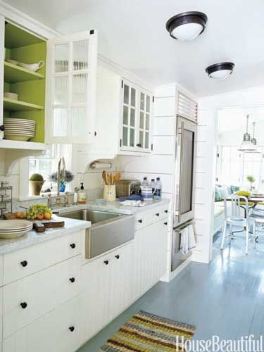 Green inside cabinets