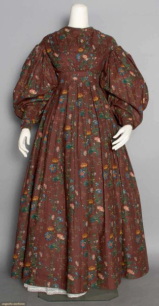 Printed Cotton Day Dress, C. 1825 for upcoming auction.