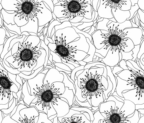 White Anemones fabric by pattysloniger on Spoonflower - custom fabric Also available as wallpaper