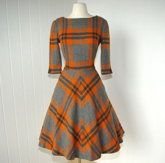 vintage 1950s dress ...most fabulous plaid wool by traven7