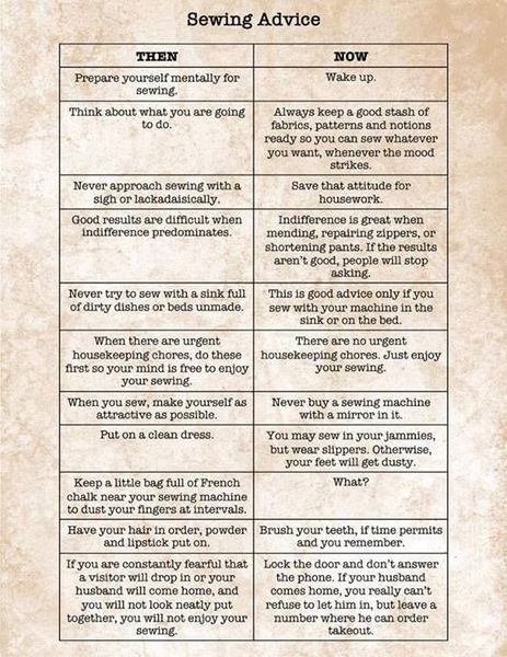 Sewing: then and now