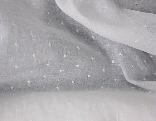 White Cotton Organdy w/Embroidered Dots, 44" Wide