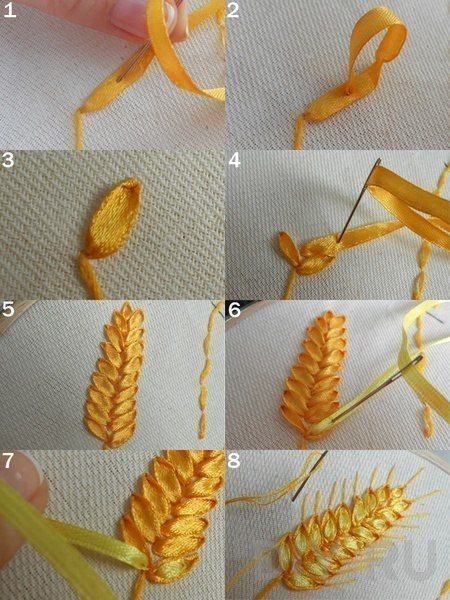 Crochet Knitting Handicraft: Embroidery Tutorial wheat ears