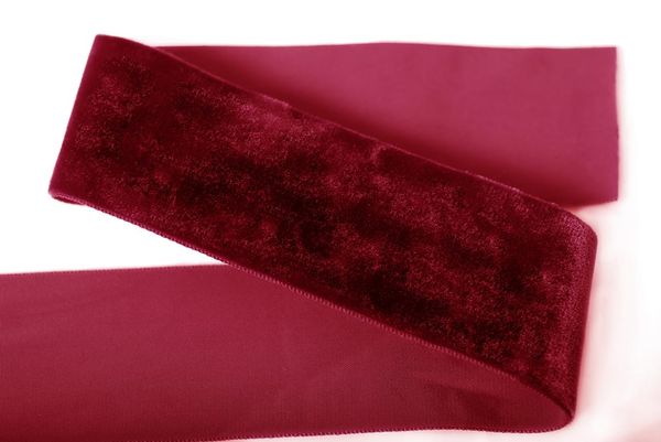 Mood Fabrics : New York Fashion Designer Discount Fabric | 27096 Dark Red Single Face Velvet Ribbon