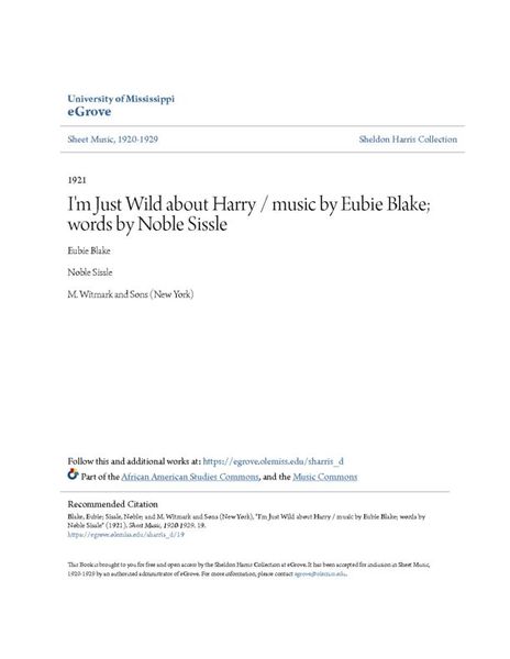 Im Just Wild about Harry _ music by Eubie Blake words by Noble
