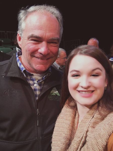 Former Trax on the Trail Research Assistant Sarah Kitts meets Tim Kaine