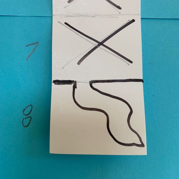 Draw line btw. 7 & 8 +tail