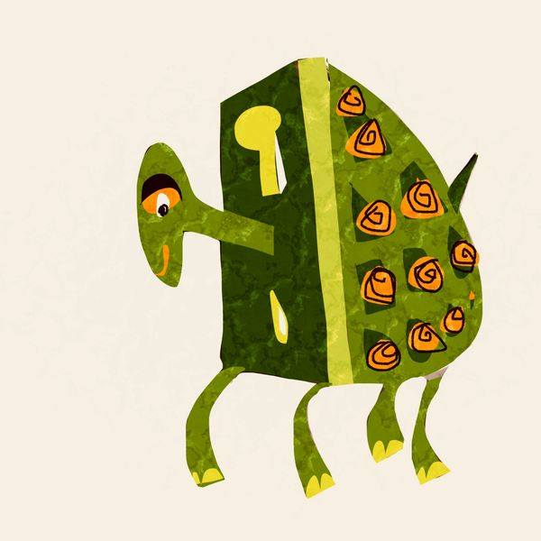 collage Doorknob Turtle by Rebecca Stees