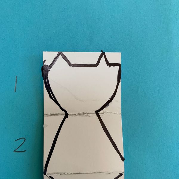 Draw a head in 1 -- and a neck in 2