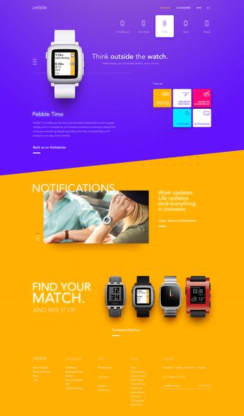 Pebble landing page, no fold