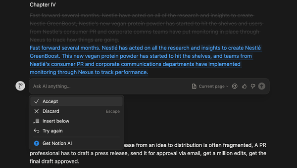 Notion AI: User approval for sample response