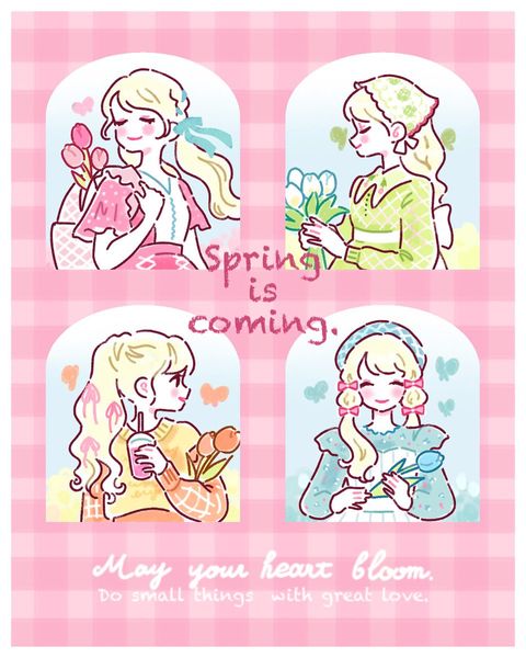 ミラノ🌷Milano on X: "Spring is coming🌷🌷🌷 （でも今日寒い😭） #illustration …