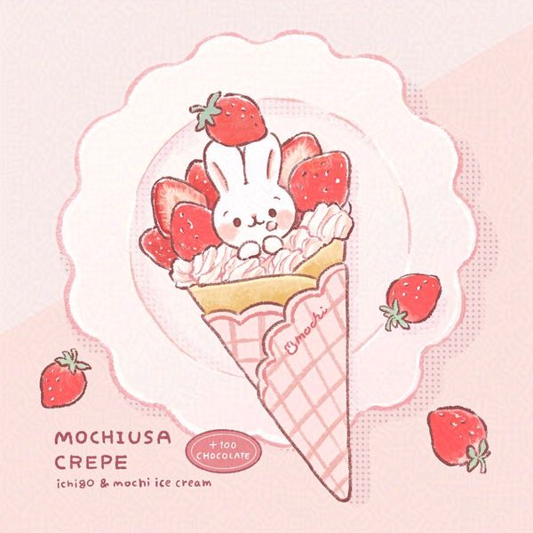 とこゆ｜イラストレーター on X: "もちもちうさぎのいちごクレープをどう