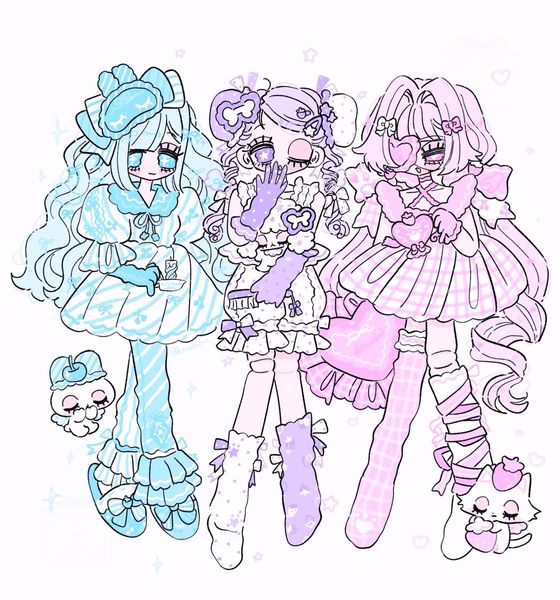 🎀キノクリ🎀 on X: "ぷりち〜パジャマパ〜ティ〜🍓🩵🍒💜🎀🩷ﾟ*｡
