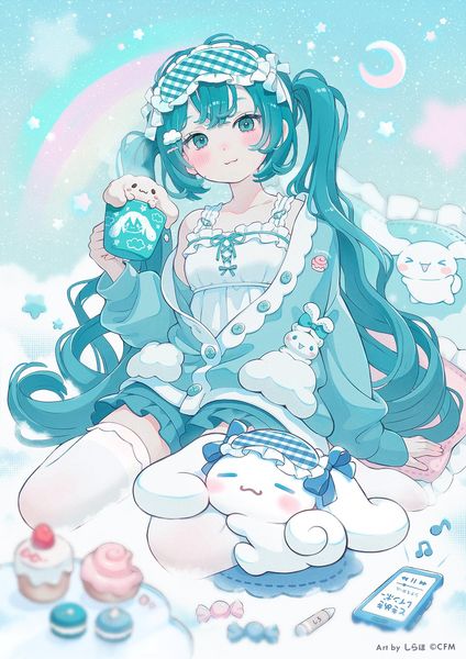 しらほ on X: "\ 🩵初音ミク×シナモロール☁️ / グッズ用イラストを描か