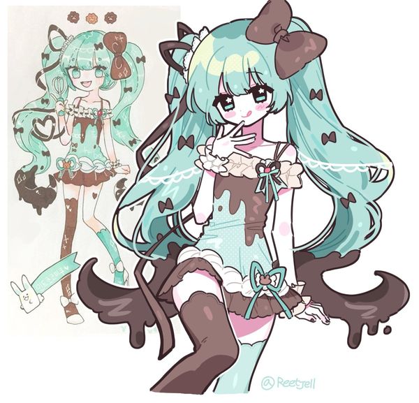 서코 BI_65 66 릿젤🩷 on X: "#初音ミク 중학생때 디자인 한 민초미쿠 다시그